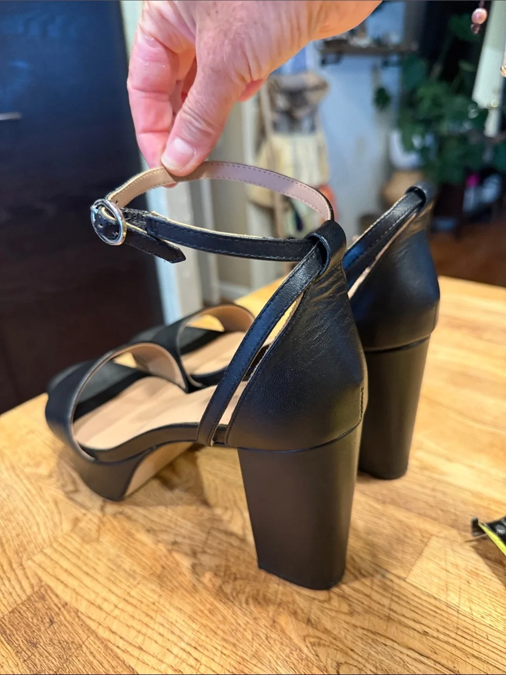Banana Republic Black Platform Block Heel Sandals